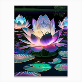 Lotus Flowers In Park Holographic 6 Canvas Print
