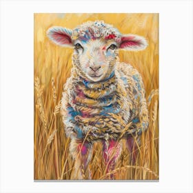 Lamb In The Field Canvas Print