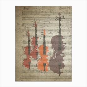 Music Notes Score Song Melody Classic Classical Vintage Violin Viola Cello Bass Canvas Print