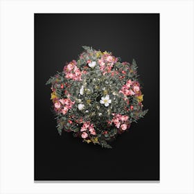 Vintage Hedge Rose Flower Wreath on Wrought Iron Black n.0340 Canvas Print
