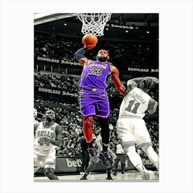 Lebron James Of The Los Angeles Lakers Dunks The Ball During The Game Against The Chicago Bulls Canvas Print