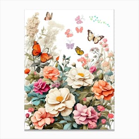 Flowers And Butterflies 2 Canvas Print