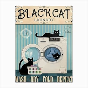 Black Cat Laundry Canvas Print