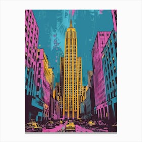 Rockefeller Center New York Colourful Silkscreen Illustration 4 Canvas Print