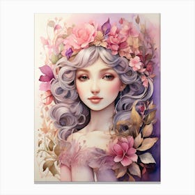 Fairy Girl With Flowers 1 Canvas Print