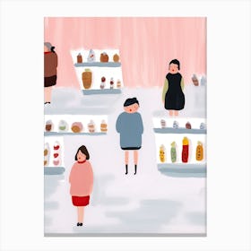 At The Icre Cream Shop Scene, Tiny People And Illustration 4 Canvas Print