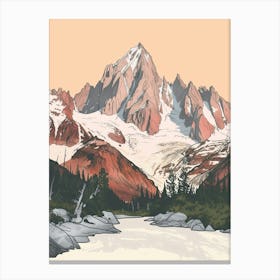 Mount Whitney Usa Color Line Drawing (1) Canvas Print