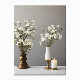 White Flowers In Vases Canvas Print