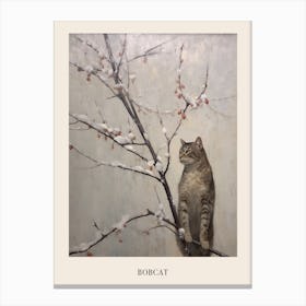 Vintage Winter Animal Painting Poster Bobcat 2 Canvas Print