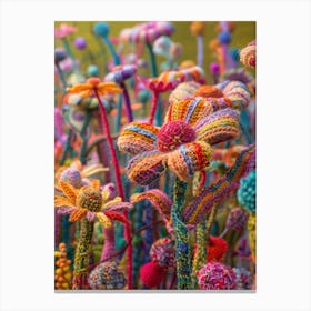 Daisies Knitted In Crochet 8 Canvas Print