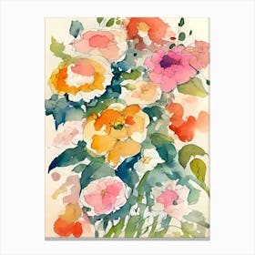 Watercolor Bouquet of Flowers Canvas Print