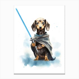 Dachshund Dog As A Jedi 3 Canvas Print