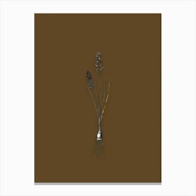Vintage Autumn Squill Black and White Gold Leaf Floral Art on Coffee Brown n.0887 Canvas Print