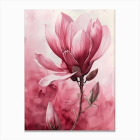 Magnolia Flower Watercolor Painting Canvas Print