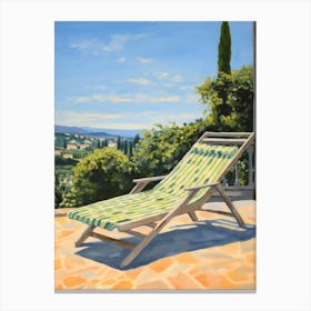 Sun Lounger By The Pool In Spanish Countryside 2 Canvas Print