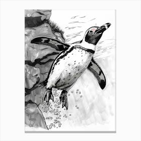 African Penguin Diving Into The Water 3 Canvas Print