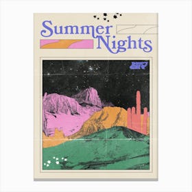 Summer Nights | Retro Vintage Poster Canvas Print
