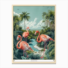 Greater Flamingo Argentina Tropical Illustration 2 Poster Canvas Print