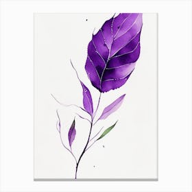 Violet Leaf Minimalist Watercolour 2 Canvas Print