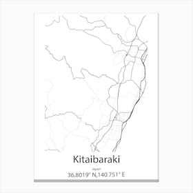 Kitaibaraki,Japan Minimalist Map Canvas Print