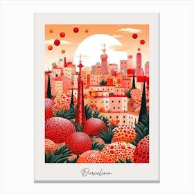 Poster Of Barcelona, Illustration In The Style Of Pop Art 2 Canvas Print
