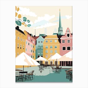 Helsingborg, Sweden, Flat Pastels Tones Illustration 3 Canvas Print