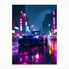 Nissan Gtr car Neon Street Lienzo