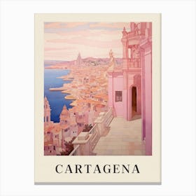 Cartagena Spain 6 Vintage Pink Travel Illustration Poster Canvas Print