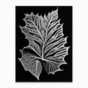Poplar Leaf Linocut 3 Canvas Print