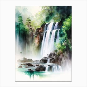 Saen Saep Waterfall, Thailand Water Colour  (3) Canvas Print