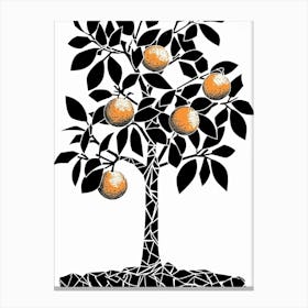 Orange Tree Simple Geometric Nature Stencil 2 Canvas Print