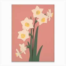 Narcissi Flower Big Bold Illustration 1 Canvas Print