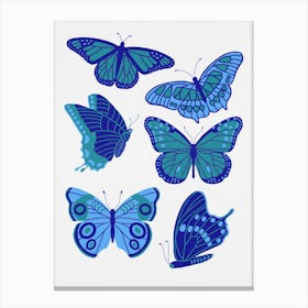 Texas Butterflies   Blue And Teal Canvas Print