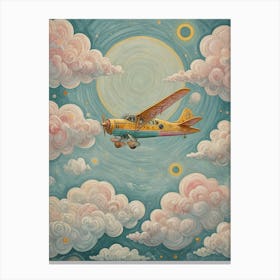 Pastel Airplane In The Sky Canvas Print