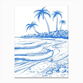 Beach With Palm Trees Vector Canvas Print