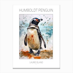 Humboldt Penguin Laurie Island Watercolour Painting 3 Poster Canvas Print