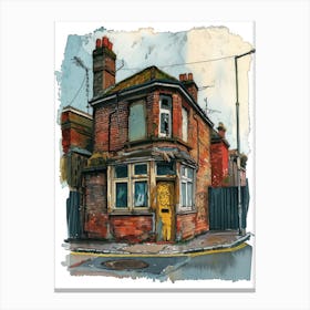 Barking London Borough   Street Watercolour 1 Canvas Print