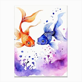 Twin Goldfish Watercolor Painting (101) Canvas Print