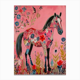 Floral Animal Painting Horse 1 Canvas Print