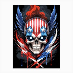 American Flag Floral Face Evil Death Skull (19) Canvas Print