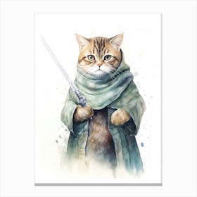 American Shorthair Cat As A Jedi 3 Canvas Print