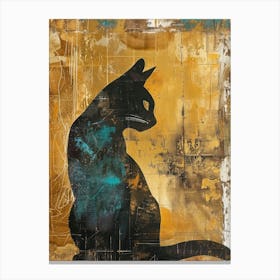 Cat Gold Effect Collage 2 Canvas Print