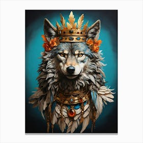 Wolf With Crown Canvas Print