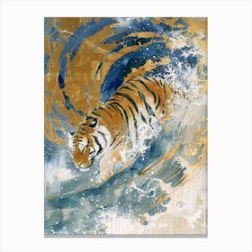 Tiger In The Wave Canvas Print