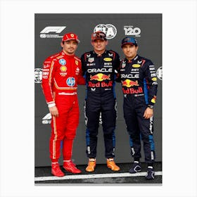 Top Three Qualifiers Charles Leclerc, Max Verstappen And Sergio Perez Canvas Print