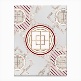 Geometric Abstract Glyph in Festive Gold Silver and Red n.0048 Canvas Print