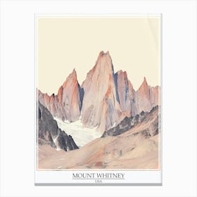 Mount Whitney Usa Color Line Drawing 3 Poster Canvas Print