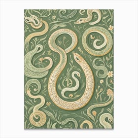 Abstract Pastel Green Snakes Canvas Print