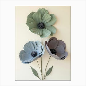 Three Flowers On A Wall Canvas Print