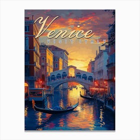 Venice Dream: A Vintage Gondola Poster Canvas Print